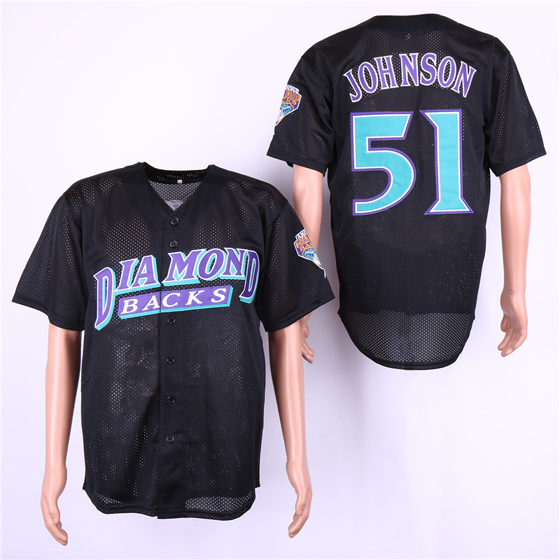 Men Arizona Diamondback #51 Johnson Black MLB Jerseys